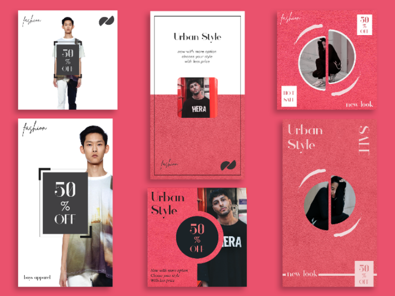 Instagram Template story boys girl cloth square advertisement ad fashion feed template instagram