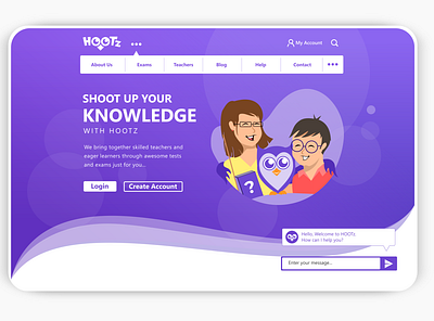 HOOTZ : Educational Web Application Design app application character design education flat design graphic design illustration logo ui ux vector web design webpage website