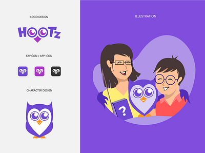 HOOTZ: Logo design and character. app business character design education flat design game graphic design icon identity illustration illustrator logo owl typography uiux vector web website website design