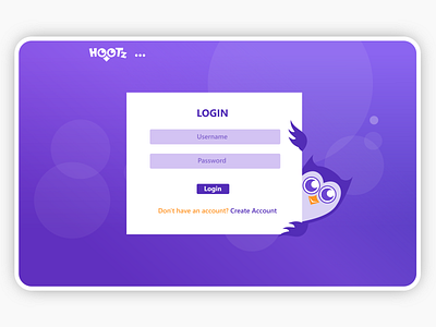 HOOTZ: Login Screen app character design flat design graphic design illustration login logo mobile modern register signin typography ui ux vector web web application web design webpage