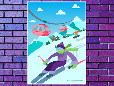 ILLUSTRATION - Lets go skiing! art art deco branding character deco design flat design graphic design icon illustration illustration art illustrator illustrator design logo design skiing snow typography vector web winter