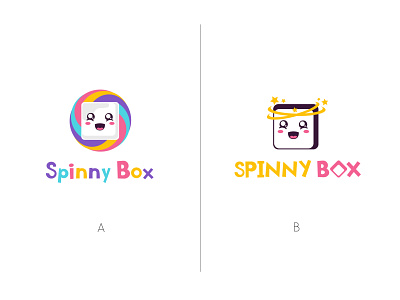 SPINNY BOX - Game Logo Design app application box character cute game graphic design icon illustration kids logo logo design mobile square typography ui ux vector web web design