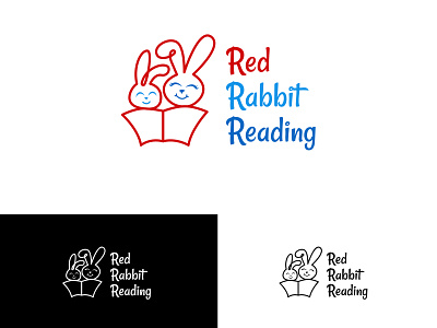 LOGO DESIGN : Red Rabbit Reading design kids logo logo design logo design branding logo designs logodesign logos minimal minimalist minimalist logo rabbit reading vector