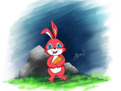 Character Design : Red Rabbit animal character character design characterdesign characters illustration night rabbit rabbit character red rabbit