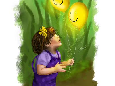 SMILE : Digital Painting balloon bright children cute glow illustration kid kids kids illustration light