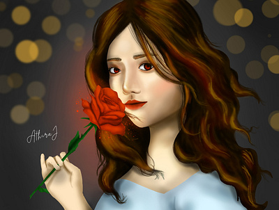 BEAUTY Digital Painting beauty digital painting girl hair illustration life painting rose