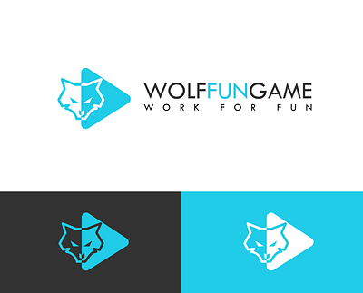 Fun Game Logo 2d app blue branding character design flat flat design game game art game logo graphic design illustration logo play icon typography vector web wolf game wolf logo