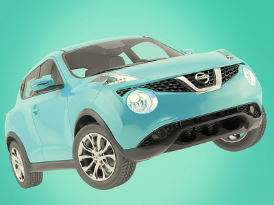 Blue Juke 3d automotive cyan juke nissan vray