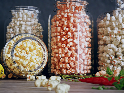 popcorn in jars