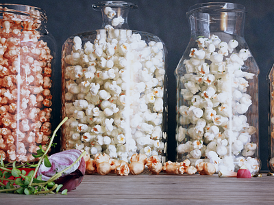 popcorn in glass jars