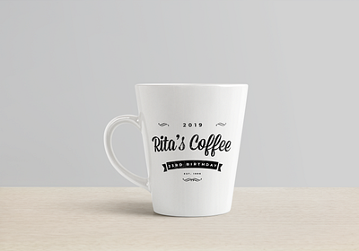Rita's Coffee birthday brand branding coffee coffee cup coffee logo design gift graphic design illustration logo logodesign logotype mug mug mockup typogaphy vintage badge vintage logo