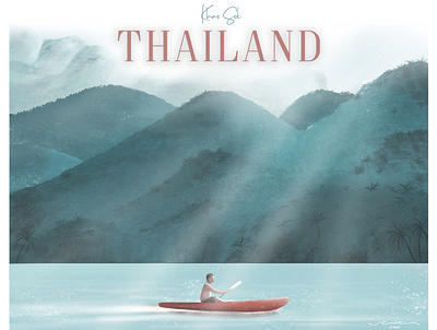 Khao Sok - Thailand Poster adventure carlotalinne carlotalinné cheowlanlake illustration khao sok lakes poster posterdesign thailand travel