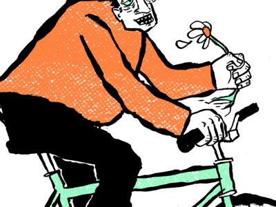 biker dude bike dude flower illustrator print screen