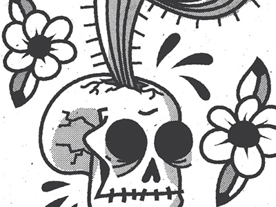 CACTUS flowers halftones illustration skull texture