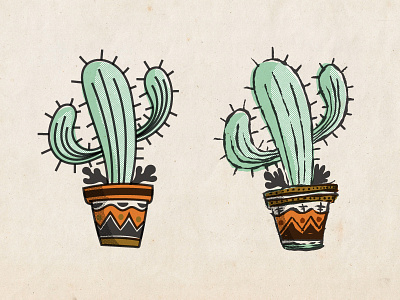 2 Cactuzez cactus design illustration ink vector