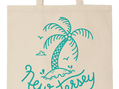 TOTE BAG design illustration new jersey palm tree screen printing type