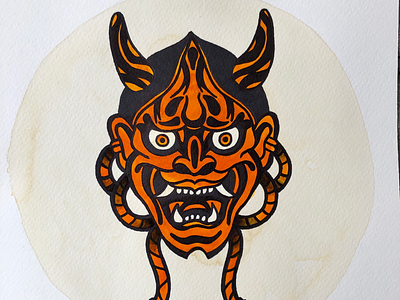 Hannya Mask hannya painting traditional japanese watercolor