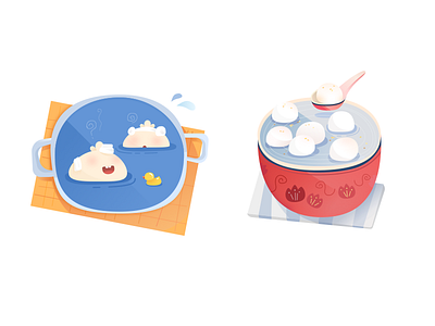 cute dumpling and rice ball dumpling food illustration rice ball