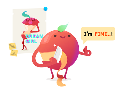 Mr.Apple apple design dream fruit girl illustration lose weight thin