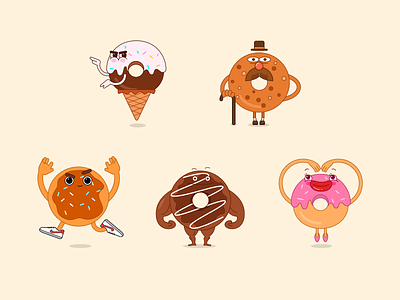 Donuts Family brown donuts family food illustration pink