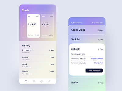 Subscription Manager App by Kate Stanytska for Ralabs Design on Dribbble