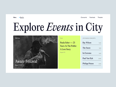 Website Design for Exploring Events clean events flat interface minimal ui ux web web design website