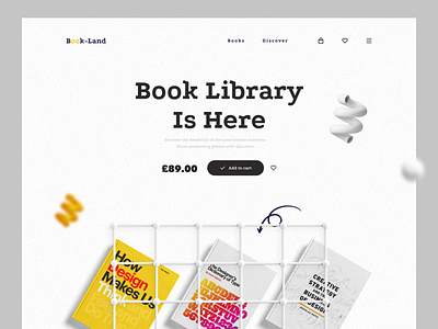 Book Library 2022 3d book book ui header interface landing page library minimal modern library pro read reading station ui design ui8 web design website