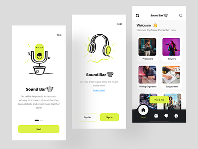 Music Production Pros 🎶 2022 app design app designer dribbble dribble freelancer hire music hire musician hire singer interface minimal mixing mobile app music production pros producer trend ui design ui8