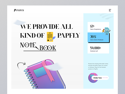 Notebook website homepage 2022 3d book dribbble header homepage interface joni landing page minimal modern new notebook popular trend ui design web designer website website design