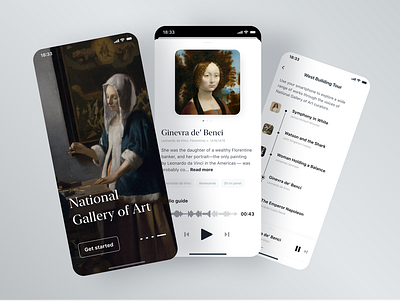 National Gallary of Art app art article audio audio player davinci gallery minimal mobile museum museum of art news onboarding tags tour vermeer