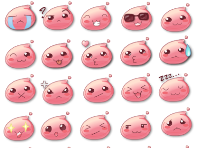 Collection of Poring emotes emotes emoticon illustration