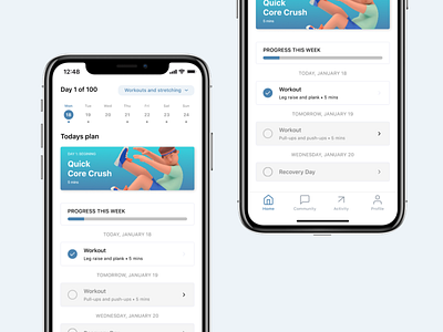 Fitness App — Home Page app fitness health mobile ui ux