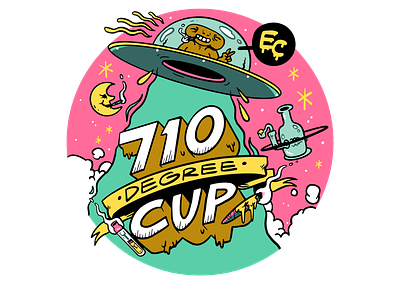 710 Degree Cup Shirt Design alien branding design illustration merch screen print shirt ufo