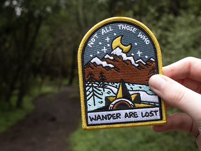 Not All Those Who Wander Are Lost patch branding design embroidery illustration lord of the rings merch patch quote screen print sticker