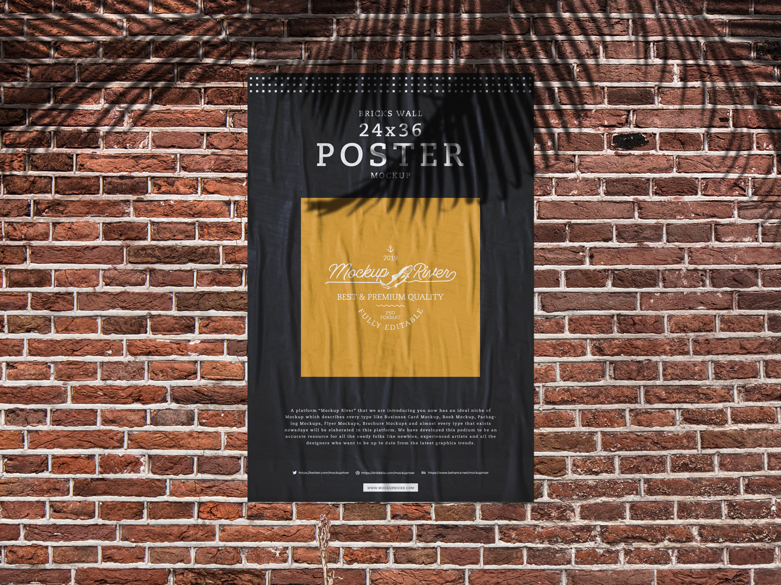 Bricks Wall 24x36 Poster Mockup Free by Mockup River on Dribbble