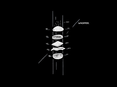 Whopper branding design drawing flat hand illustration illustration