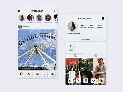 Instagram Neomorphic Redesign app app design mobile neumorphism soft ui ui