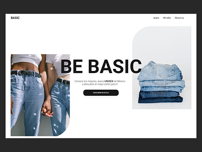 Landing page cover clean clothes cover design jeans landing page minimalist ui web