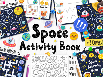 Space Activity Book activities for kids activity book activity page education homeschool kindergarten learning maze primary printables puzzle school worksheet templates worksheets