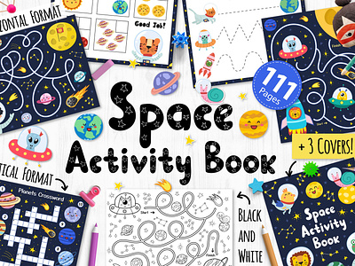 Space Activity Book activities for kids activity book activity page education homeschool kindergarten learning maze primary printables puzzle school worksheet templates worksheets