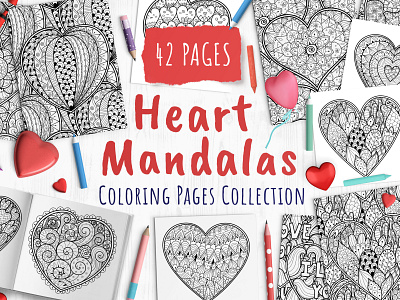 Heart Mandalas Coloring Pages seamless