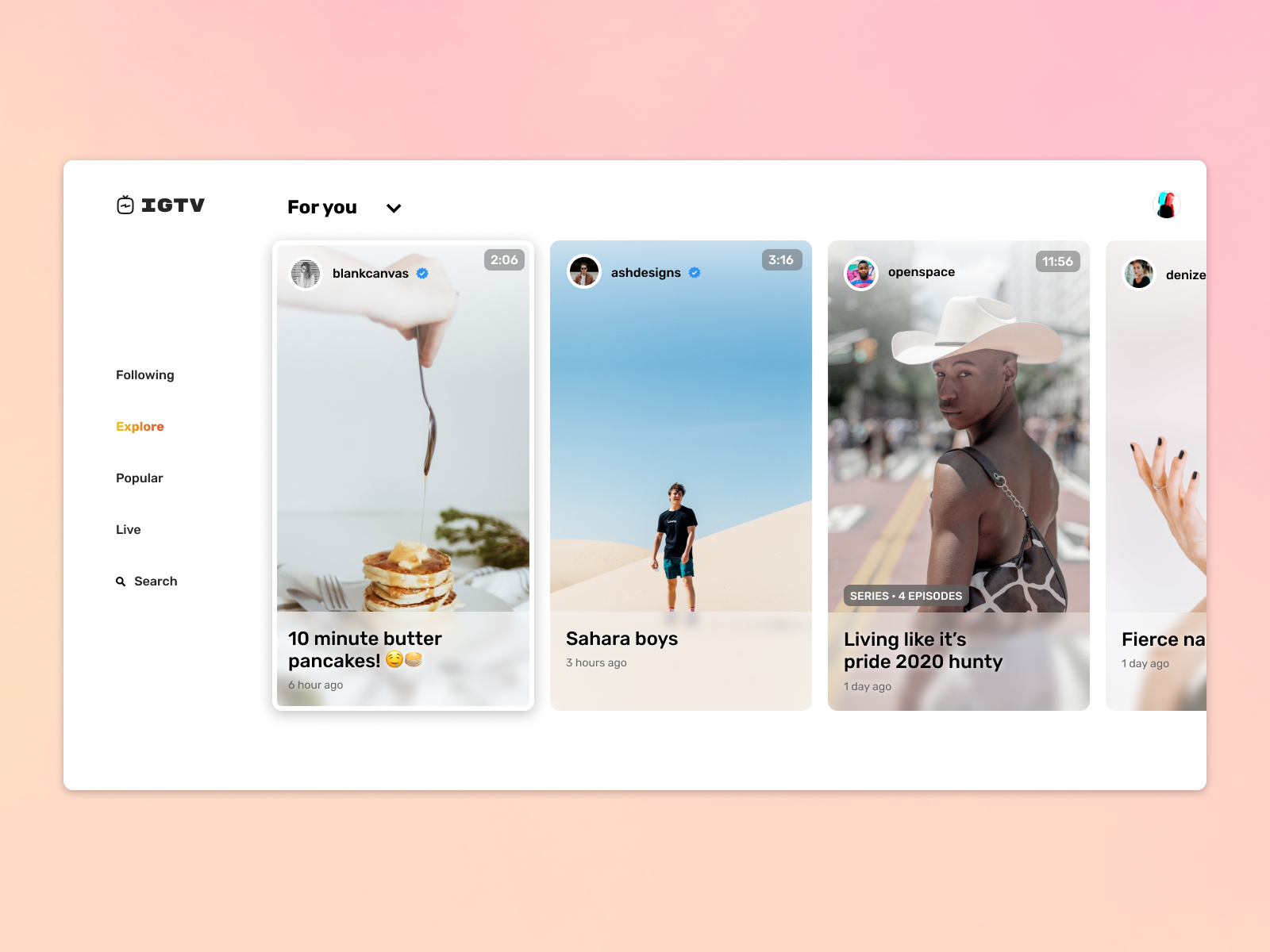 IGTV for Web Concept by Vin Bertolli on Dribbble