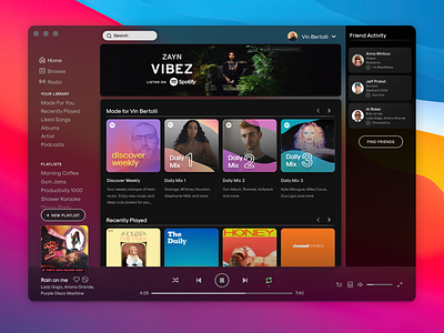 Spotify for Big Sur Concept 3d 3dui concept design glassmorphism music redesign concept streaming ui uidesign uiux uxdesign