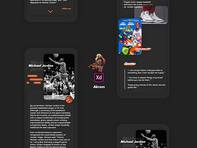 Micheal Jordan flat Informative mobile app app design flat landingpage ui web