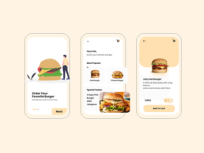 Burger Shop app art design flat illustration landingpage minimal ui ux xd