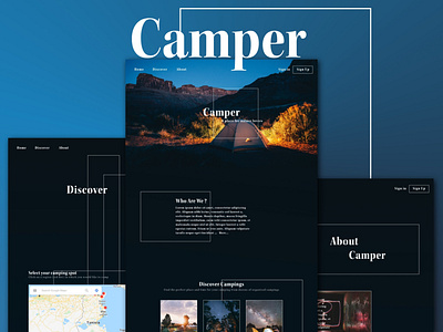 Camper - A Camping Business. app art branding camping company design flat landingpage minimal template ui web design website