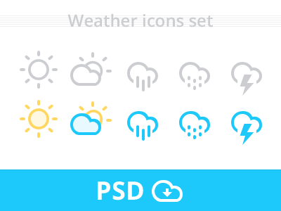 Weather Icons set psd cloud freebie icon icons minimal psd set source team interloop ui ux weather