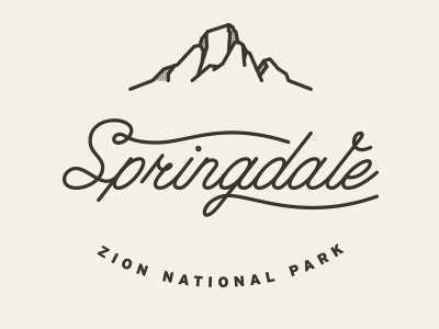 Springdale brand custom lettering hand drawn identity lockup logo mountains script zion zion national park