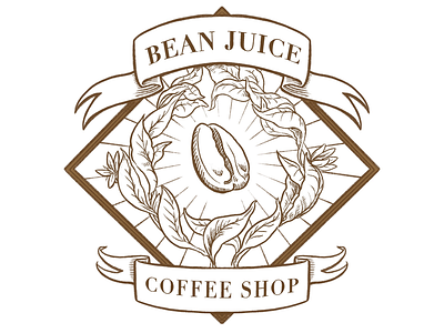 Bean Juice Coffee Shop Logo branding coffee shop drawing icon illustration line art logo logo design
