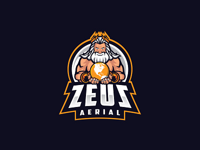 Zeus Aerial - Mascot Logo branding clean concept creative earth esport esport logo game gamers god logo 2d logo 3d mascot mascot character mascot design olympus play team vector zeus